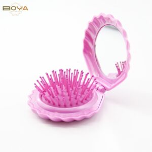 BY-246 shell design foldable brush with mirror size 15.5x7.5cm