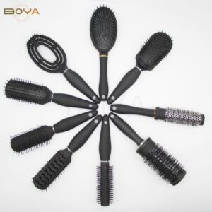 BY-356 hair brush set with rubber finish handle